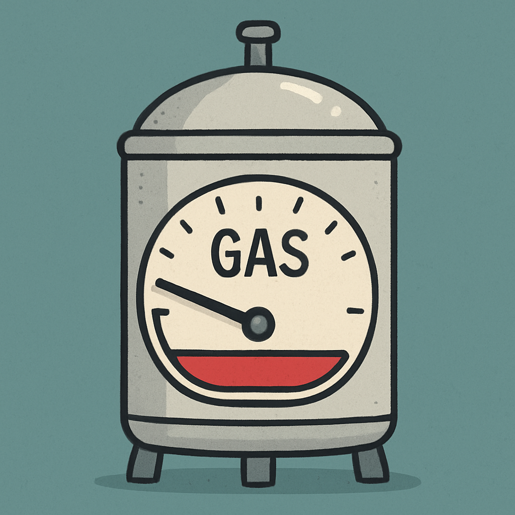 Gasmarkt Lage 2026; Gasspeicher niedrig auf einem grünen Hintergrund