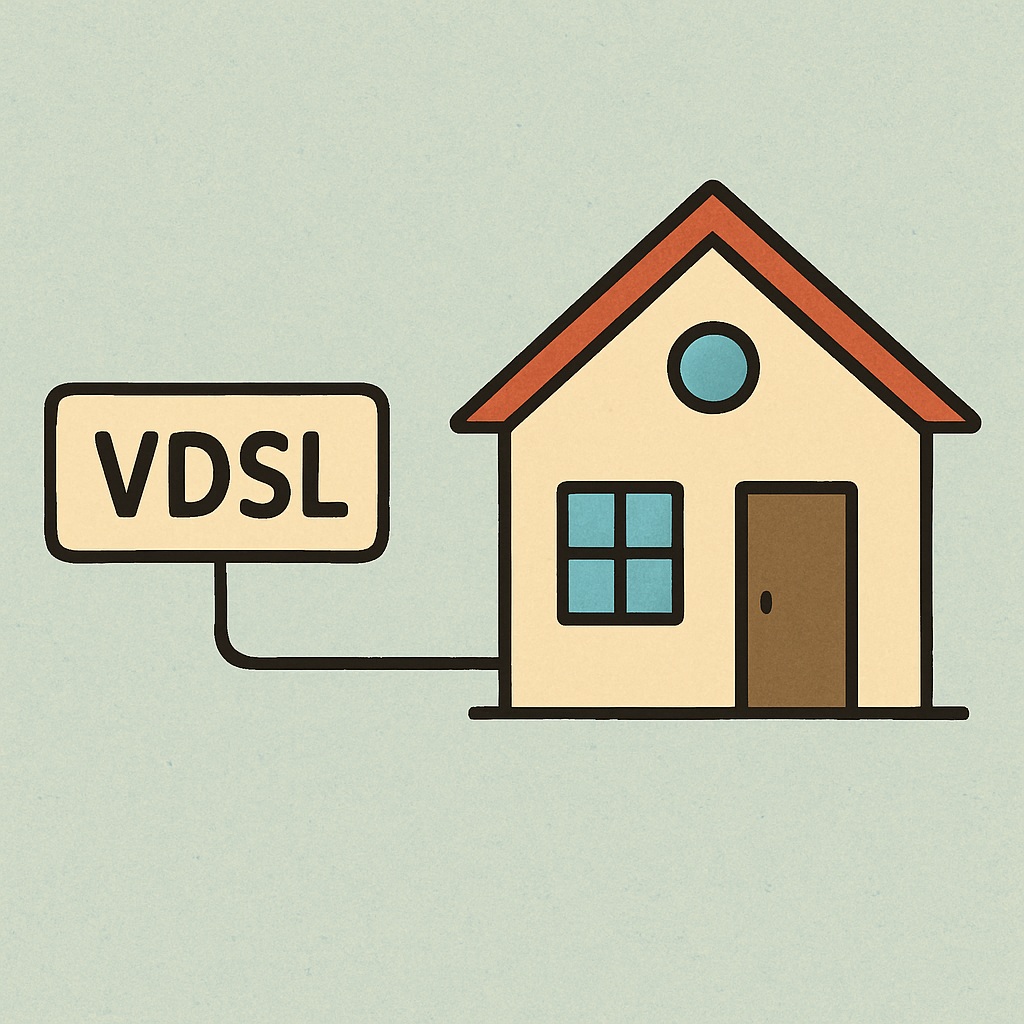 VDSL VDSL; Haus auf einem grünen Hintergrund